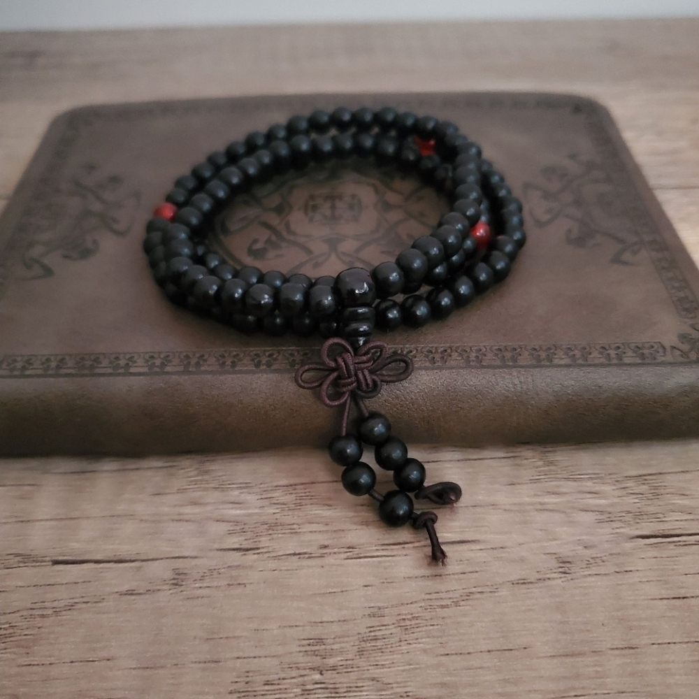 Black Sandalwood Tibetan Buddhist Mala Bead Bracelets, Meditation Bracelet